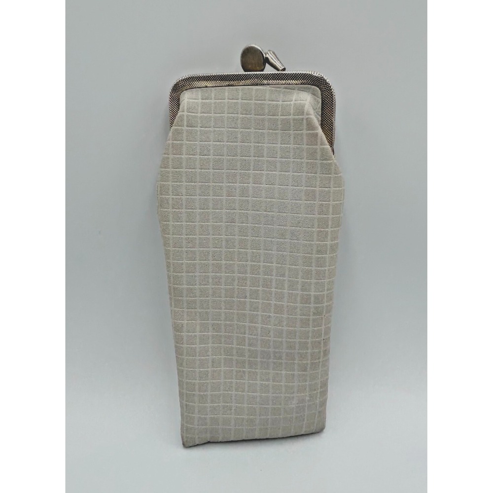 Vintage Long Gray Grid Pattern Cigarette Pack Holder with‎ Snap Closure